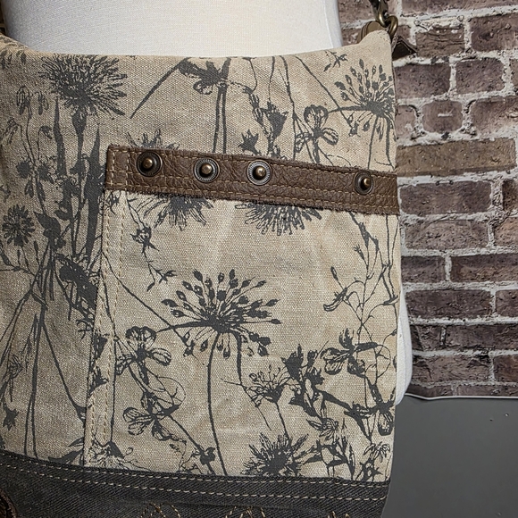 Myra Bag Crossbody Gray Canvas Leather - Picture 4 of 11